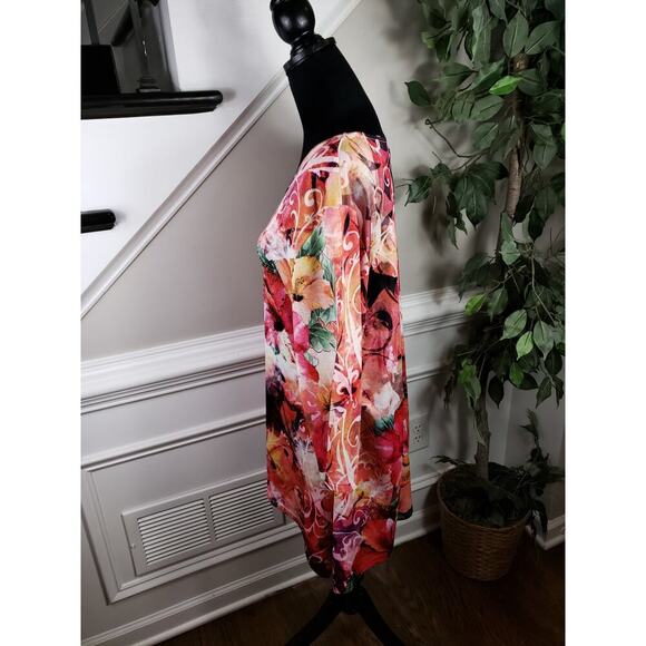 Indigo Soul Tunic Top Womens 1X Multicolor Floral Print Boho Blouse Stretchy - Picture 6 of 10